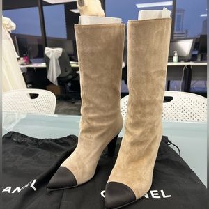 Chanel Gabrielle mid calf suede boots